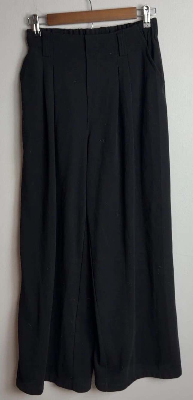 Halara Black Wide-Leg Trousers Elastic Waist Pockets Size Small Women’s